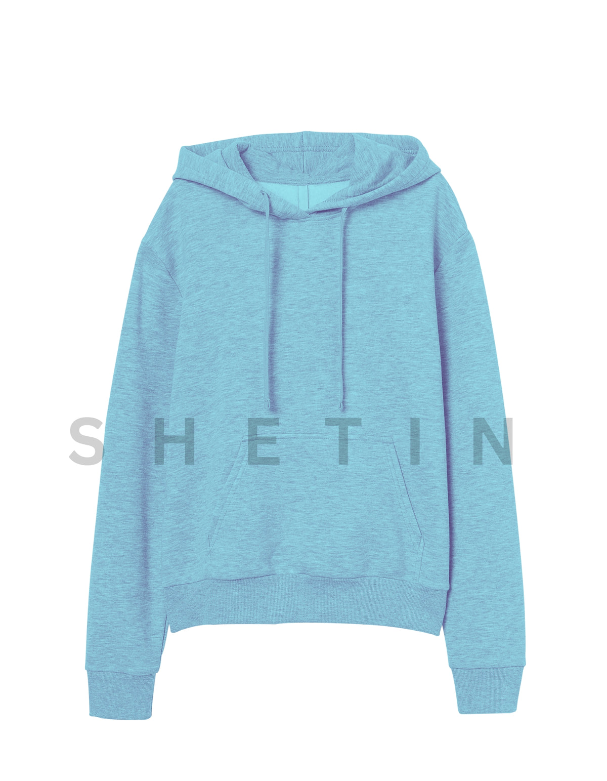 Women's Sky Blue Round Neck Hoodie